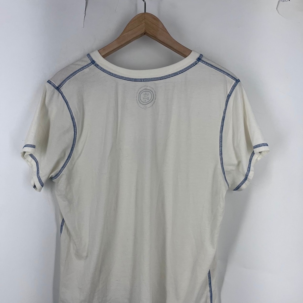 Life is Good Womens Cream V-Neck Moon Star Graphic T-Shirt Size L RN109109 - Picture 4 of 14